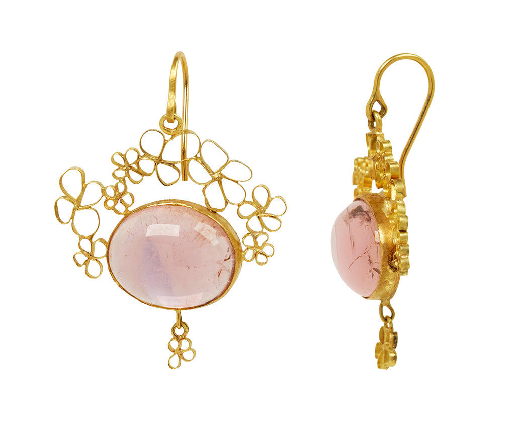 Pink Tourmaline Flowery Filigree Earrings - TWISTonline 