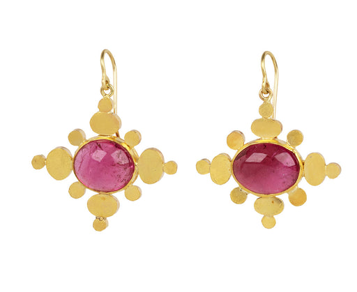 Judy Geib Pink Tourmaline Luxe Medieval Folkloric Earrings