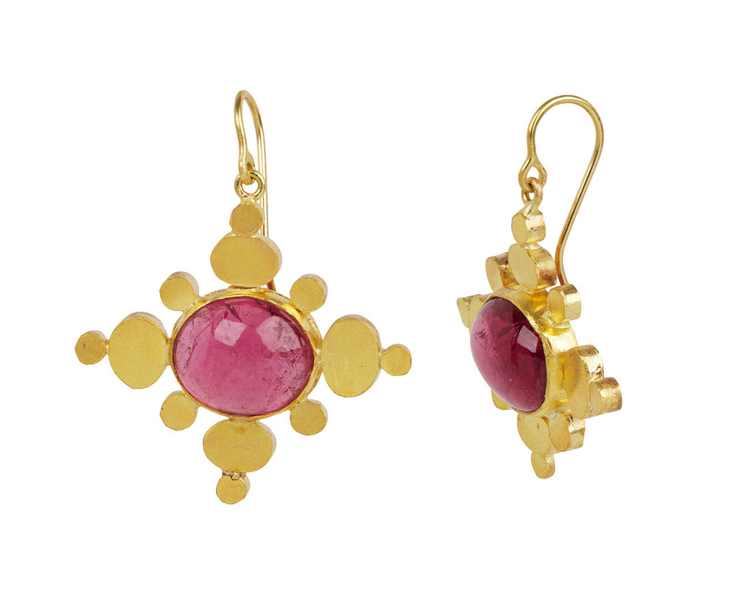 Judy Geib Pink Tourmaline Luxe Medieval Folkloric Earrings Side View