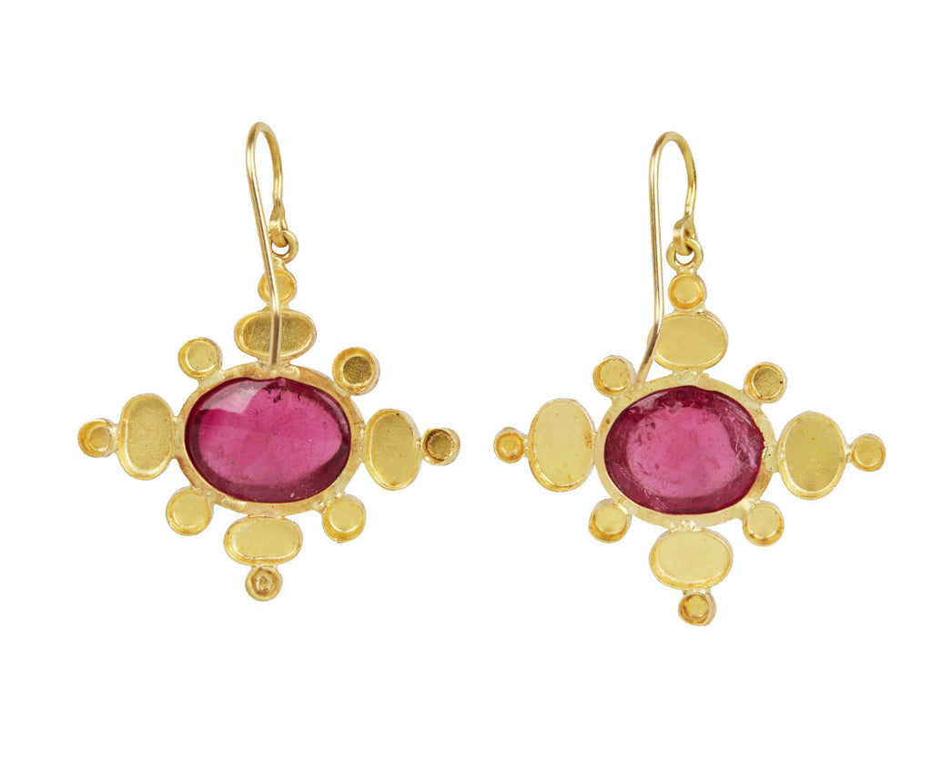 Judy Geib Pink Tourmaline Luxe Medieval Folkloric Earrings Back