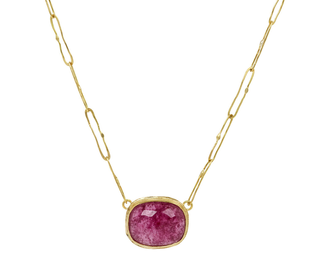 Lovely Cabochon Pink Tourmaline Echo Necklace