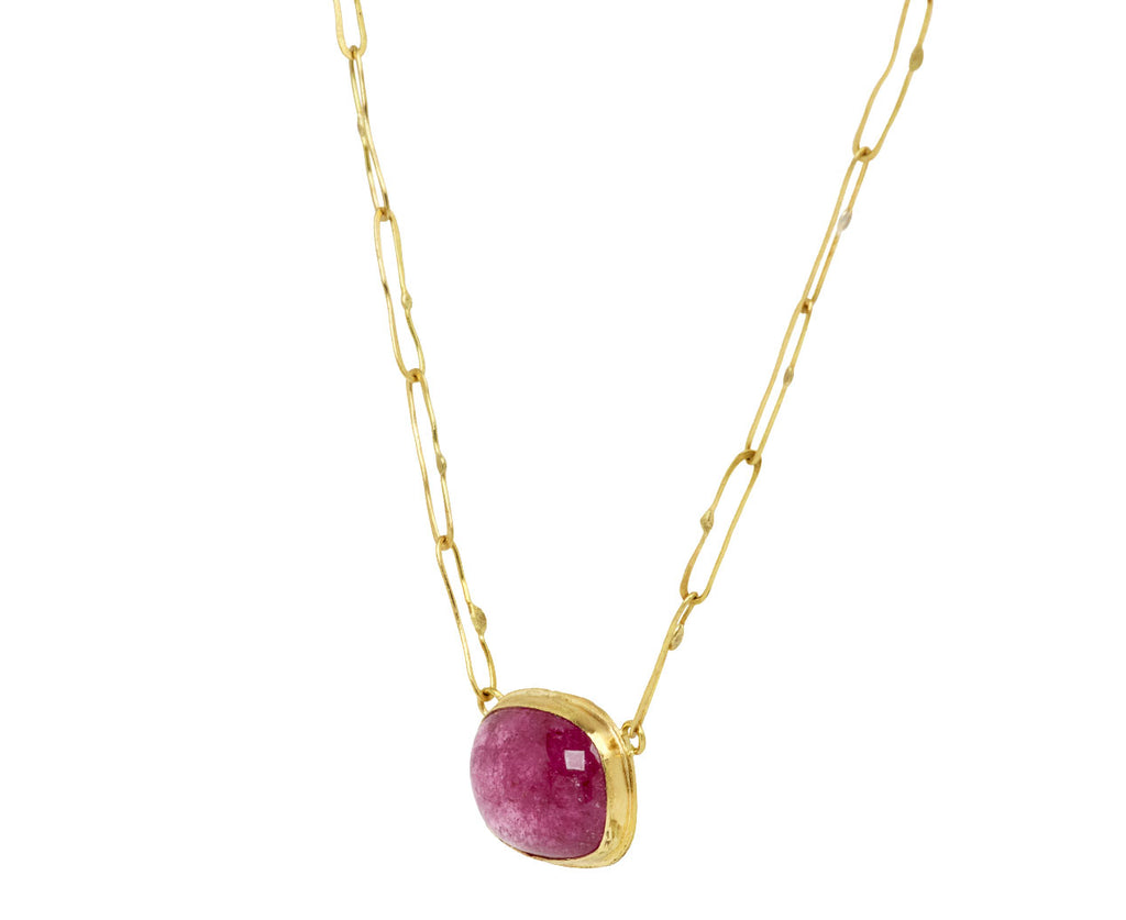Lovely Cabochon Pink Tourmaline Echo Necklace