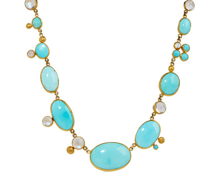 Persian Turquoise, Moonstone and Pink Tourmaline Necklace - TWISTonline 