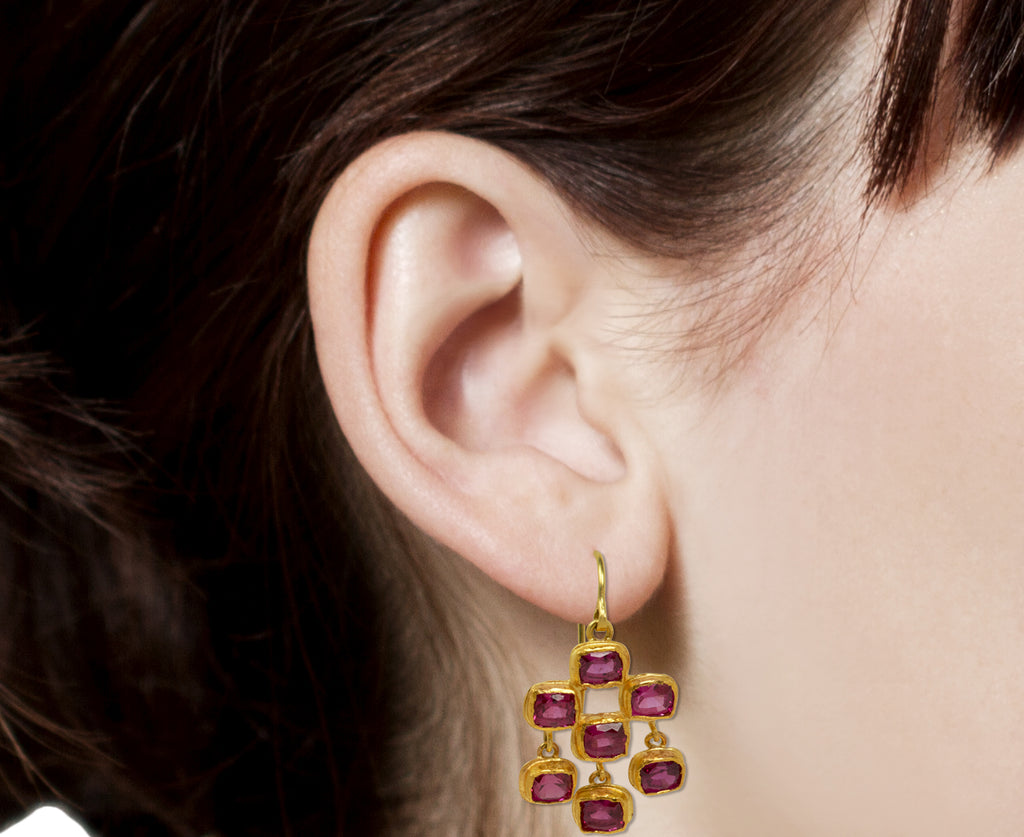 Lovely Old Cushion Cut Ruby Chandelier Earrings - TWISTonline 