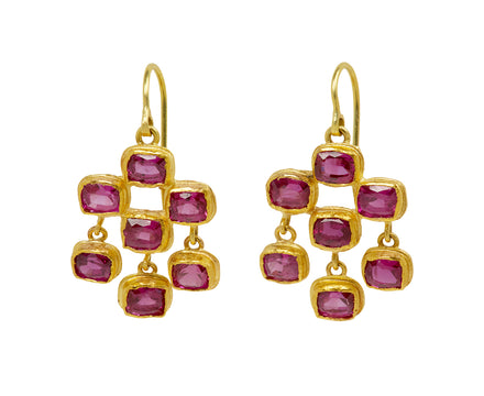 Lovely Old Cushion Cut Ruby Chandelier Earrings - TWISTonline 