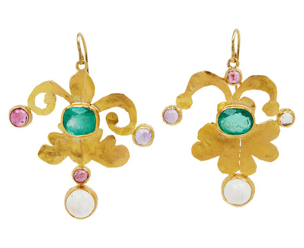 Multi Gem Jester Shape Earrings