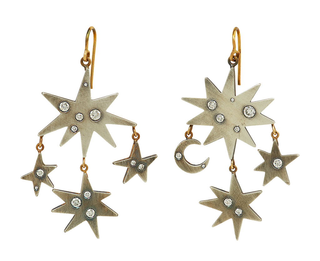 Scattered Diamond Sun and Moon Earrings - TWISTonline 