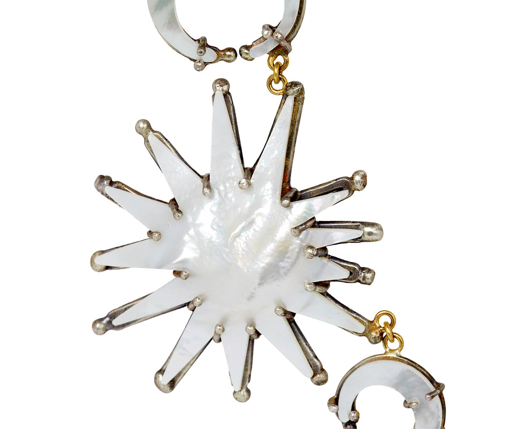 Silver Sun and Moon Mother of Pearl Necklace