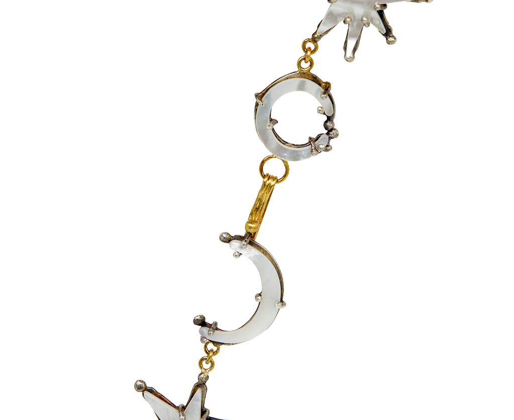 Silver Sun and Moon Mother of Pearl Necklace