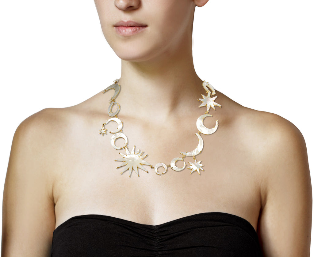 Mother-of-Pearl Sun and Moon Necklace
