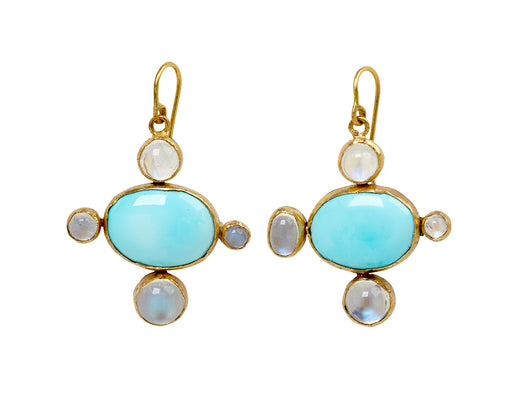 Lovely Persian Turquoise and Moonstone Earrings