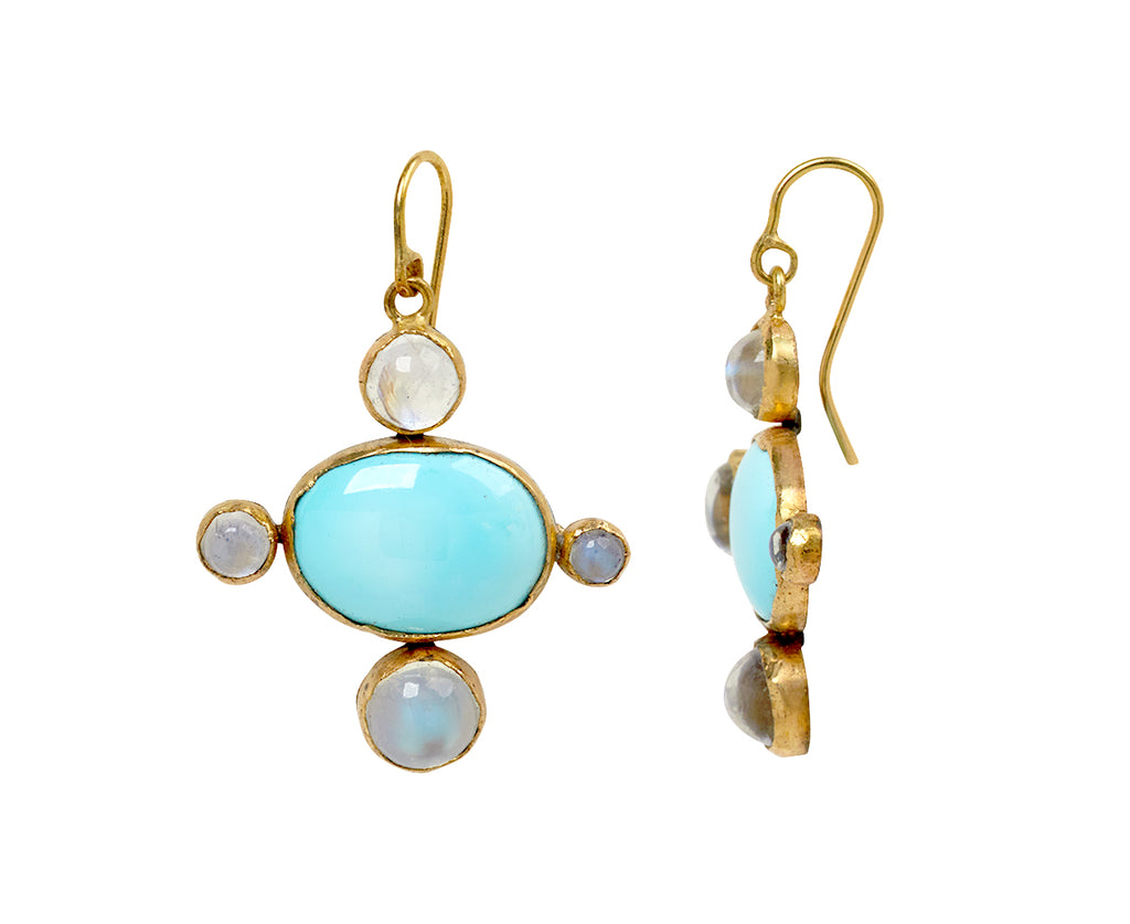 Lovely Persian Turquoise and Moonstone Earrings