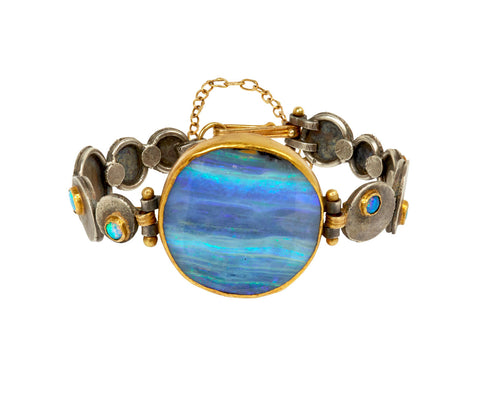 Judy Geib Flashy Opal with Thick Squash and Opal Link Bracelet