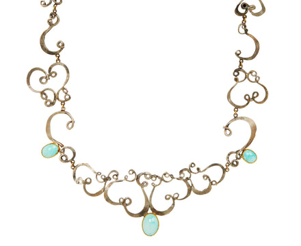 Persian Turquoise Silver Wispy Necklace