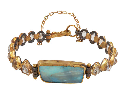 Rectangular Opal and Herkimer Diamond Bracelet