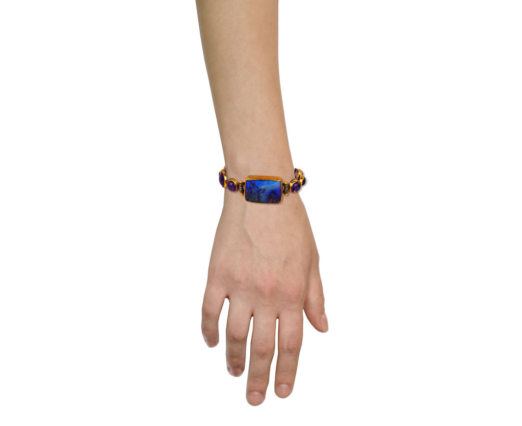 Purply Blue Opal and Amethyst Bracelet