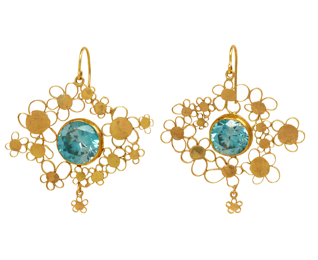 Exceptional Blue Zircon Flowery Earrings - TWISTonline 