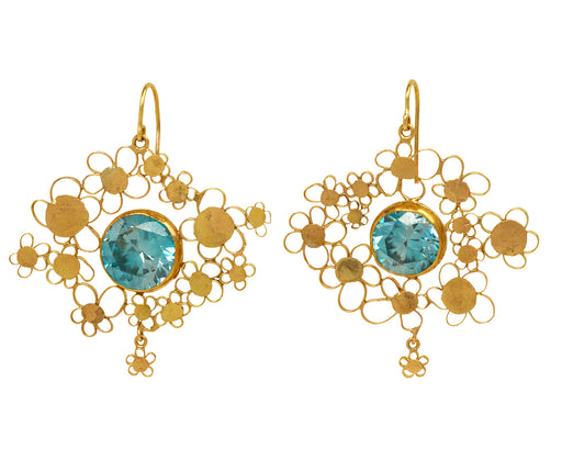 Exceptional Blue Zircon Flowery Earrings - TWISTonline 