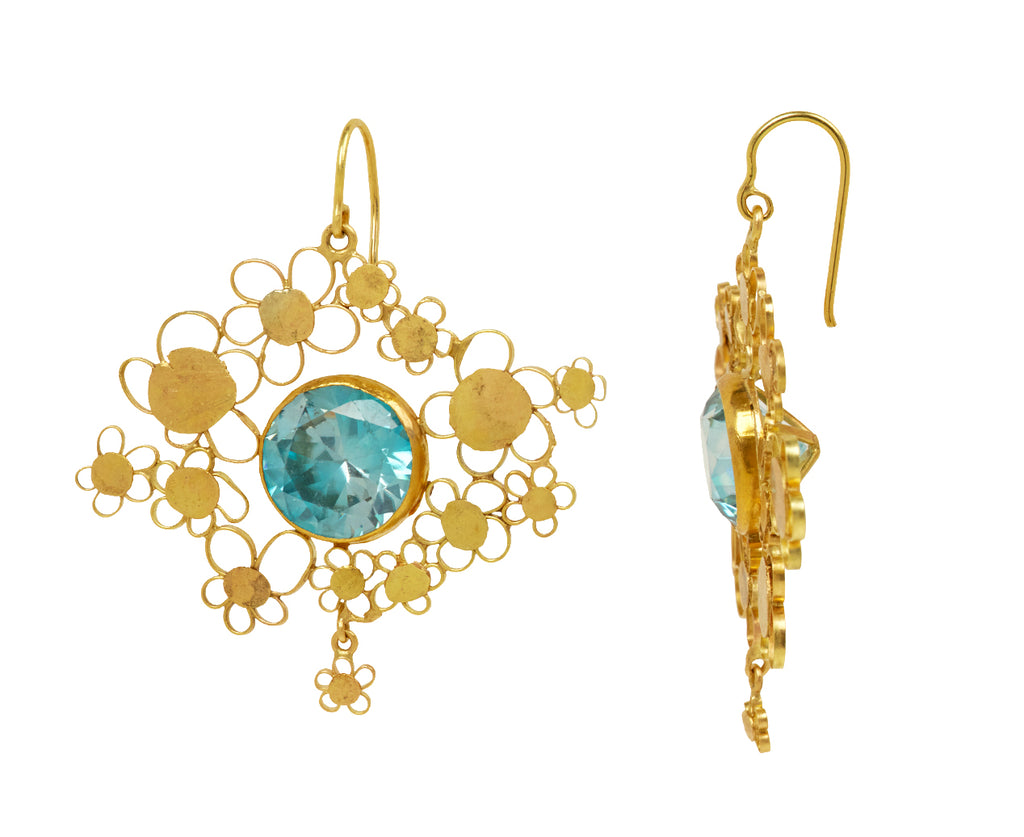 Exceptional Blue Zircon Flowery Earrings - TWISTonline 