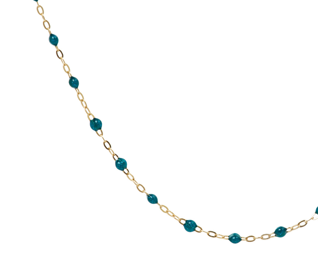 Gigi Clozeau Short Jungle Green Resin Beaded Necklace - Closeup