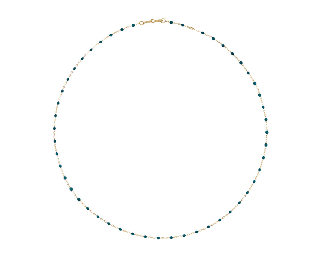 Gigi Clozeau Short Jungle Green Resin Beaded Necklace - Top Down View
