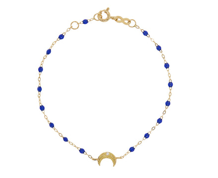 Gigi Clozeau Lapis Blue Resin Beaded Petite Moon Bracelet