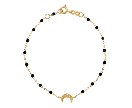 Gigi Clozeau Black Resin Beaded Petite Moon Bracelet