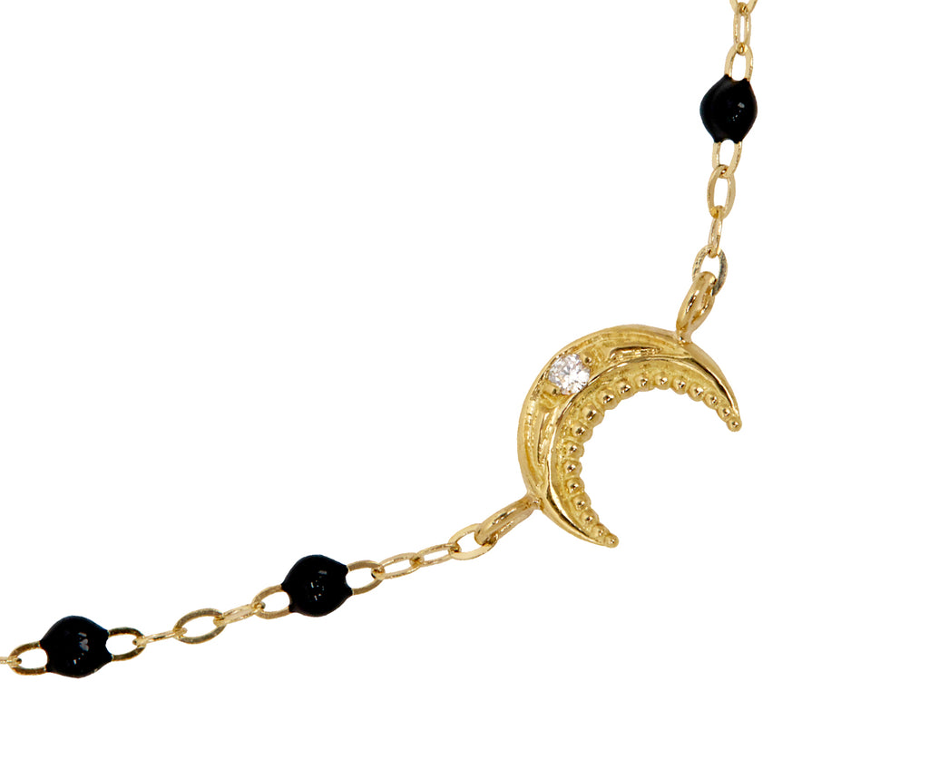 Gigi Clozeau Black Resin Beaded Petite Moon Bracelet - Closeup