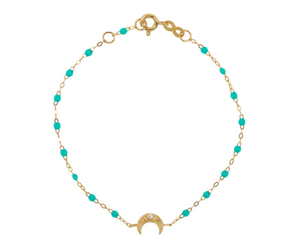 Gigi Clozeau Lagoon Blue Resin Beaded Petite Moon Bracelet