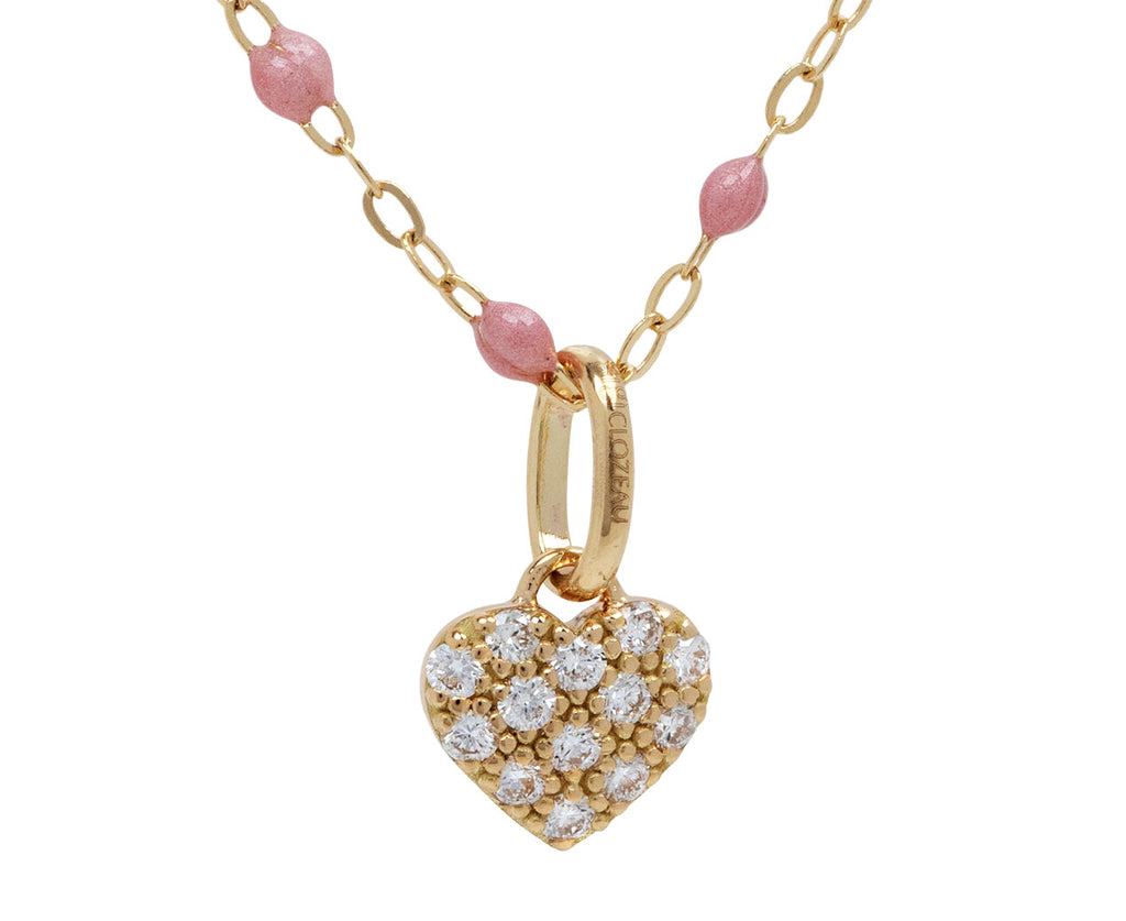 Gigi Clozeau Diamond Love Charm Pendant ONLY - Closeup on Necklace
