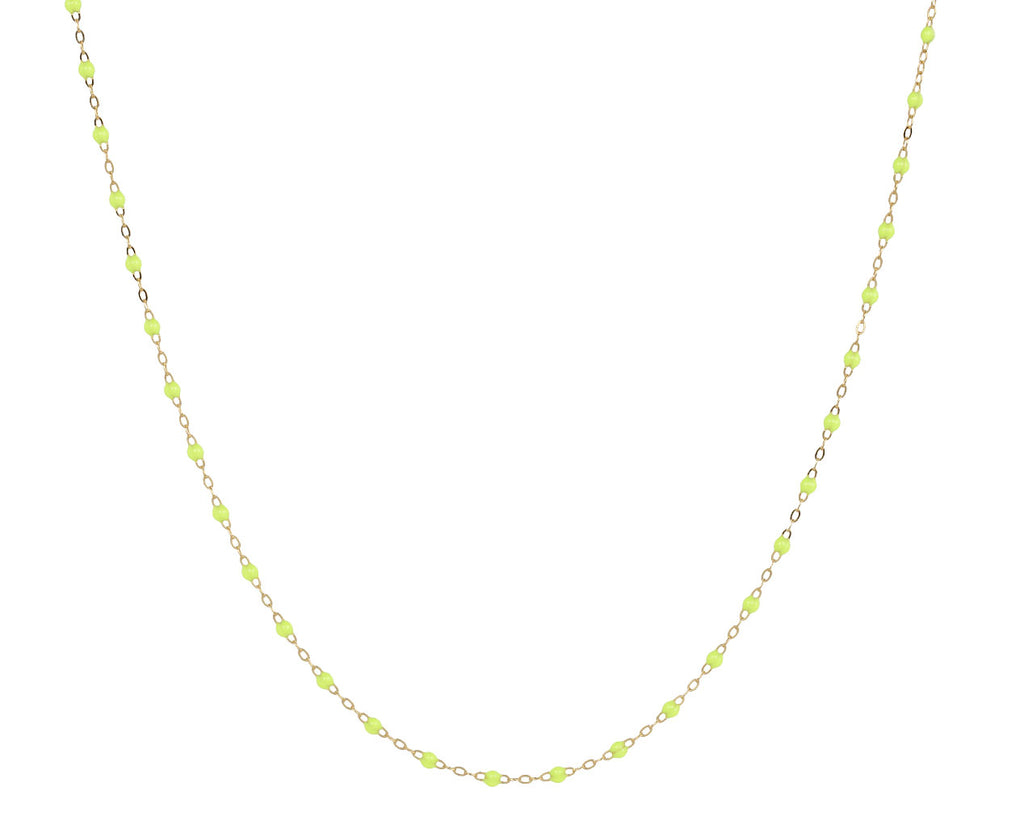 Short Neon Lime Resin Beaded Necklace