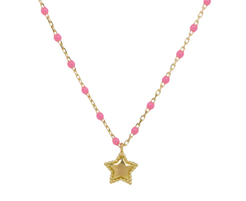 Gigi Clozeau Pink Resin Mini Star Pendant Necklace