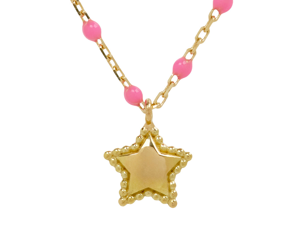Gigi Clozeau Pink Resin Mini Star Pendant Necklace - closeup