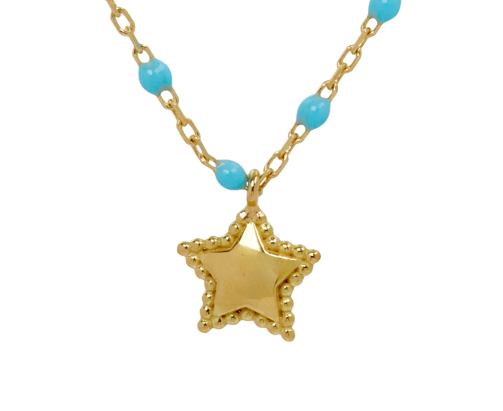 Gigi Clozeau Turquoise Resin Mini Star Pendant Necklace - closeup