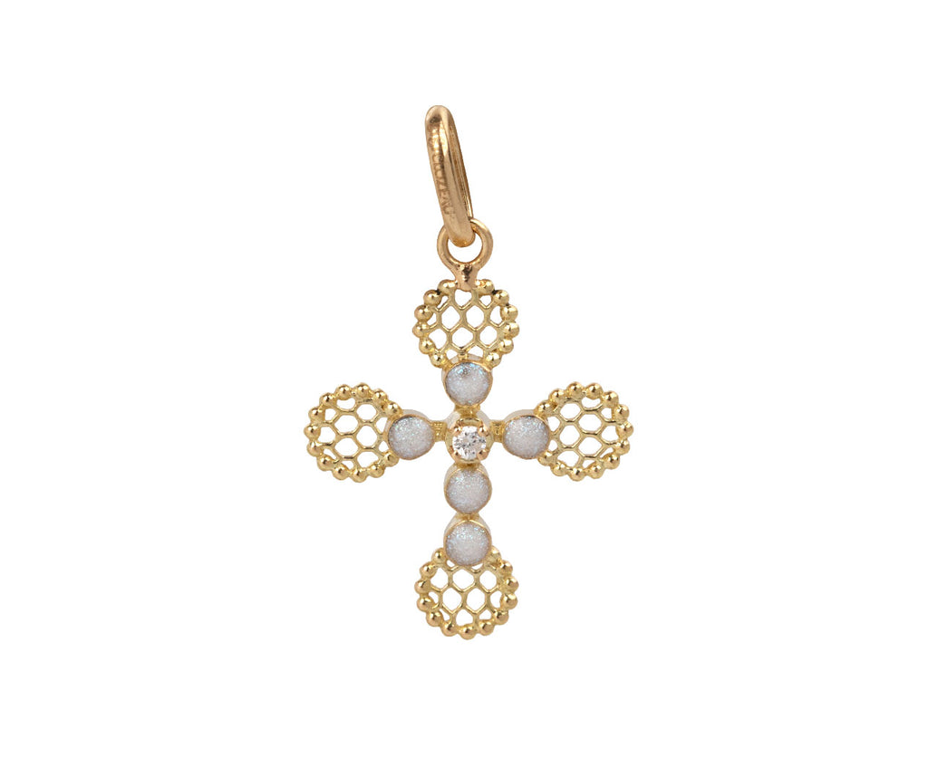 Gigi Clozeau Black Pearled Lace Cross Pendant Necklace