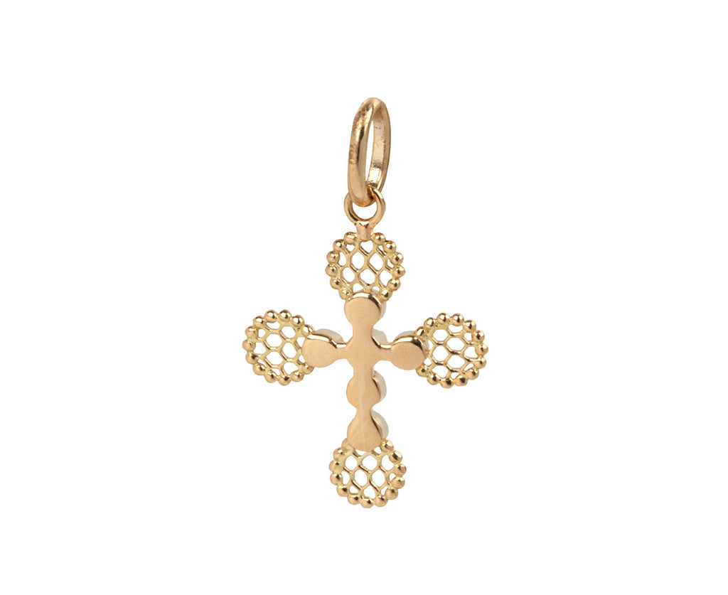 Gigi Clozeau Black Pearled Lace Cross Pendant Necklace - Back