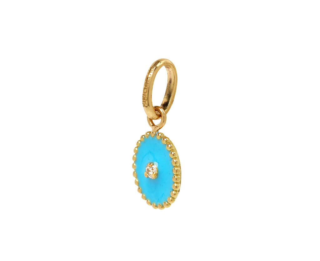 Gigi Clozeau Small Turquoise Enamel and Diamond North Star Pendant ONLY - Angled View