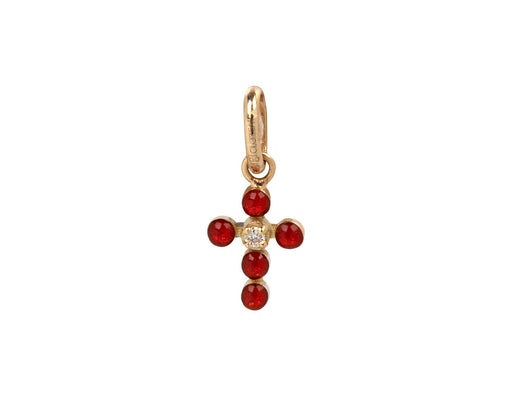 Gigi Clozeau Ruby Pearled Mini Gigi Cross Pendant ONLY