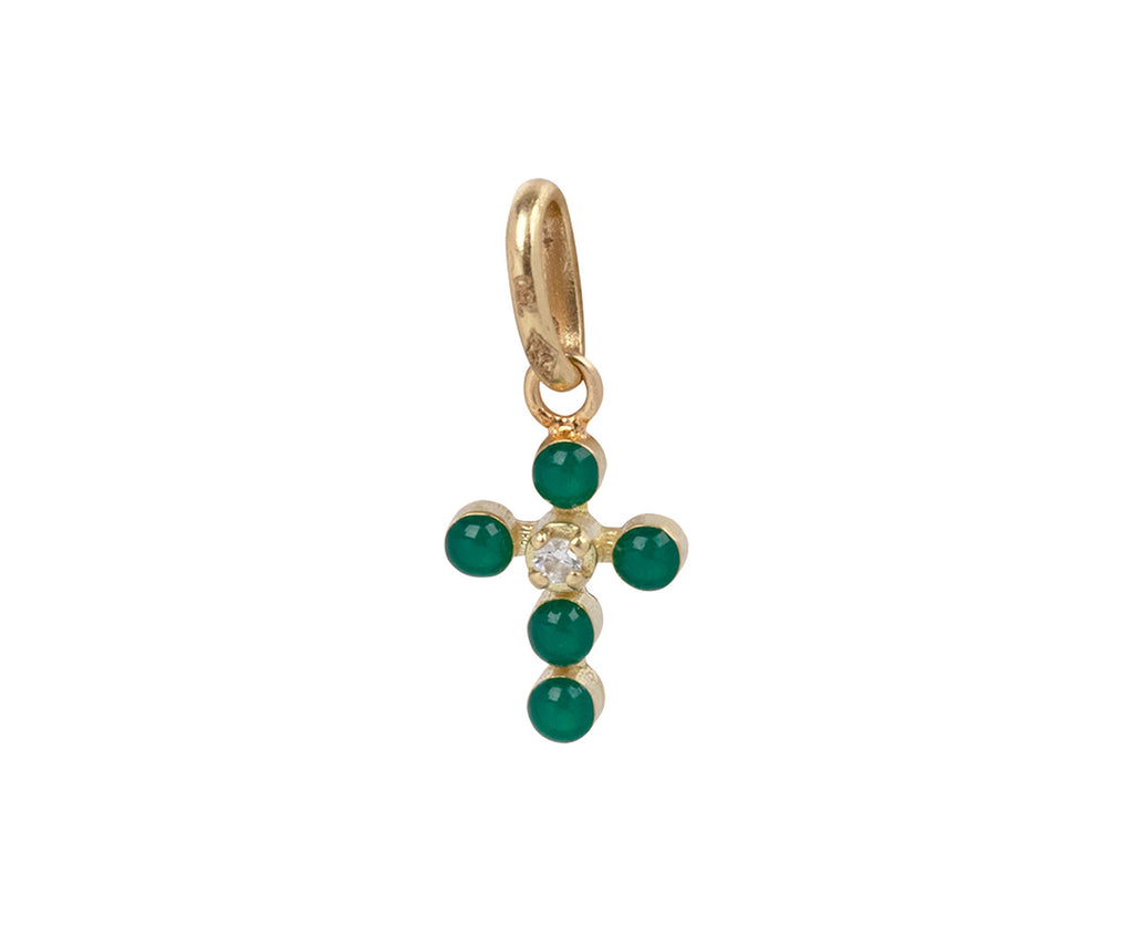 Gigi Clozeau Emerald Pearled Mini Gigi Cross Pendant ONLY