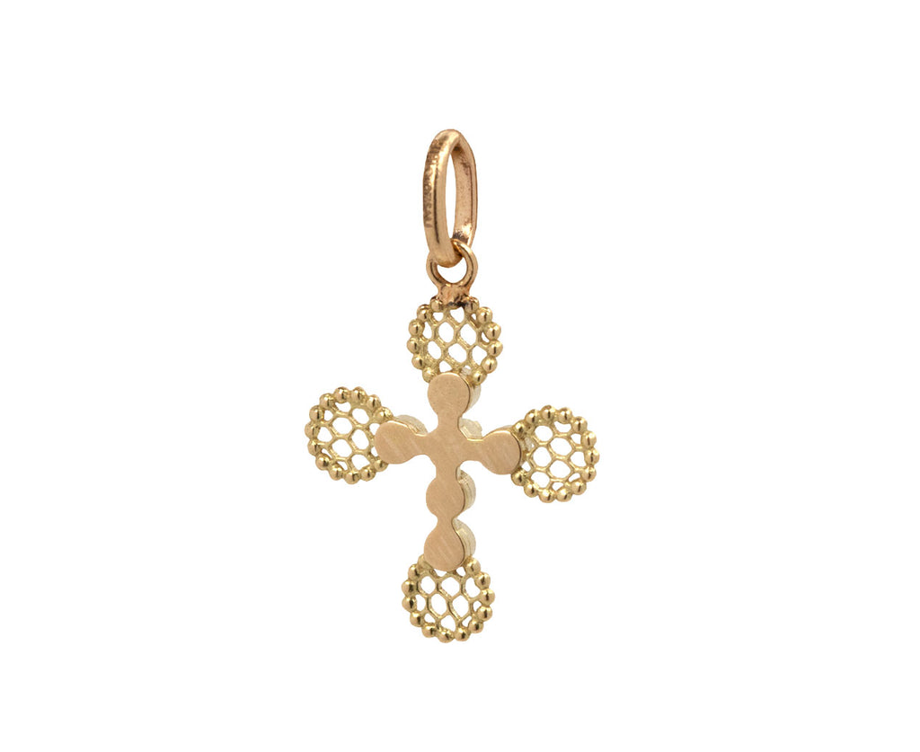 Gigi Clozeau Black Pearled Lace Cross Charm - Back of Charm