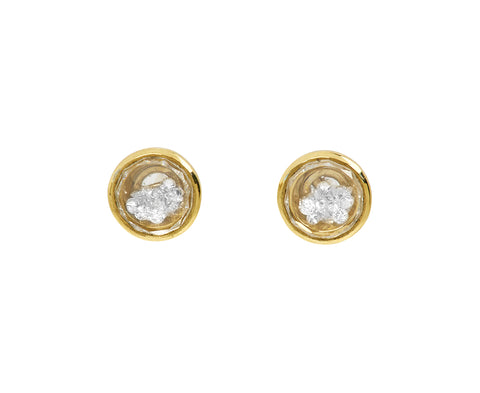 Round White Diamond Kaleidoscope Stud Earrings