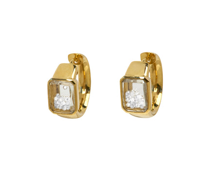 Rectangular Diamond Kaleidoscope Shaker Hoop Earrings