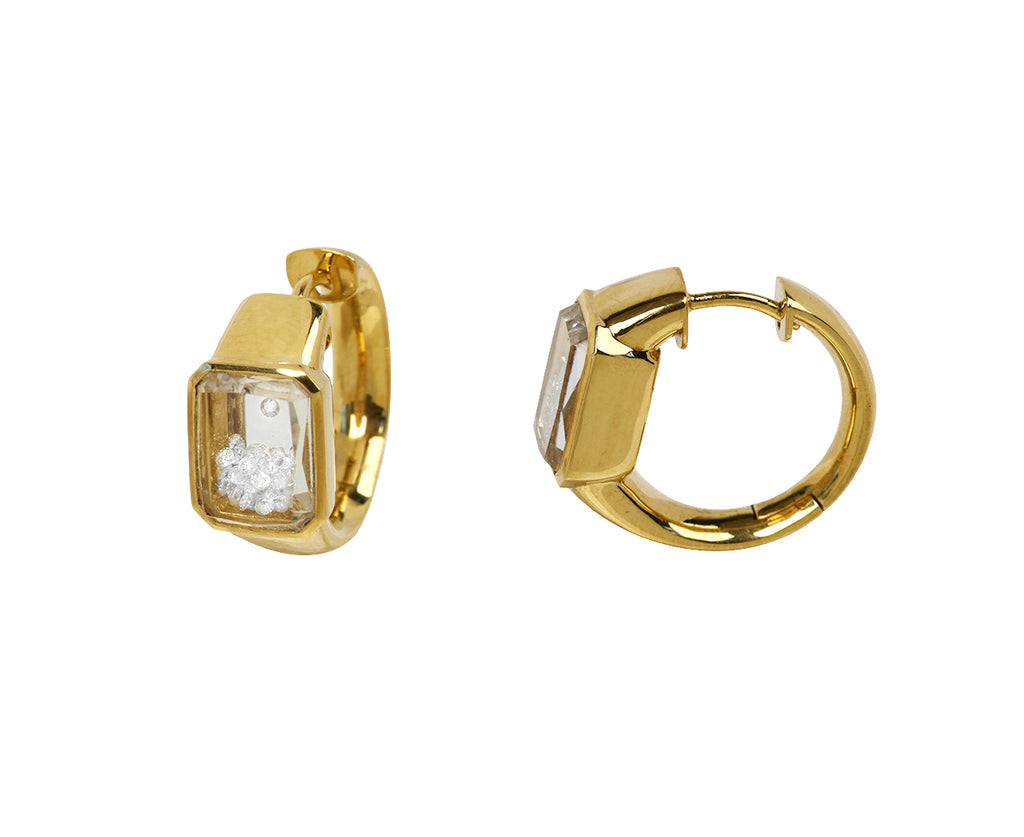 Rectangular Diamond Kaleidoscope Shaker Hoop Earrings