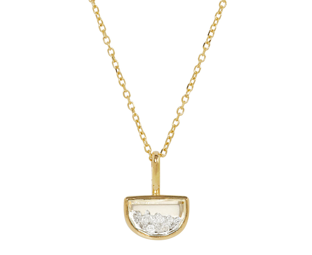 Small  White Sapphire Kaleidoscope Shaker Pendant Necklace