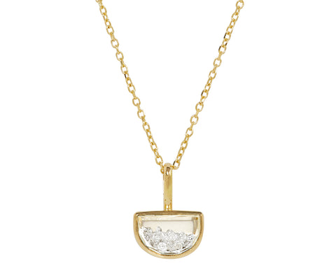 Small  White Sapphire Kaleidoscope Shaker Pendant Necklace