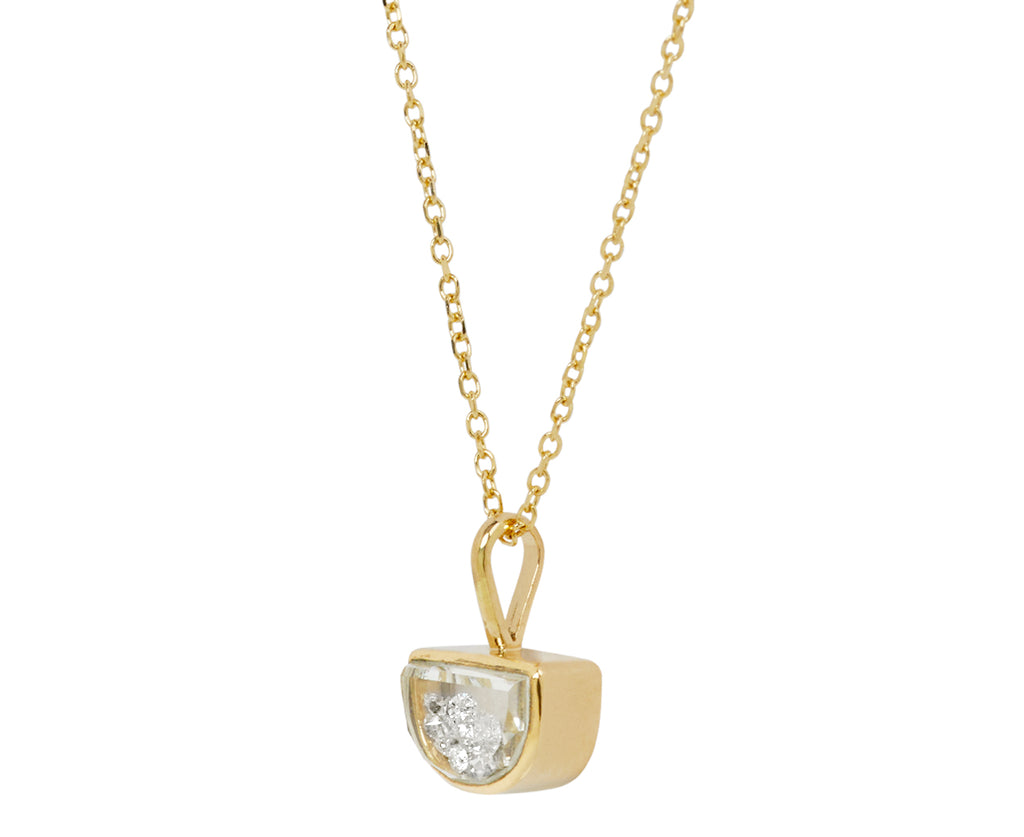 Small  White Sapphire Kaleidoscope Shaker Pendant Necklace