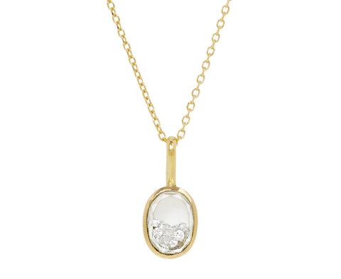 Small Semi White Sapphire Kaleidoscope Shaker Pendant Necklace