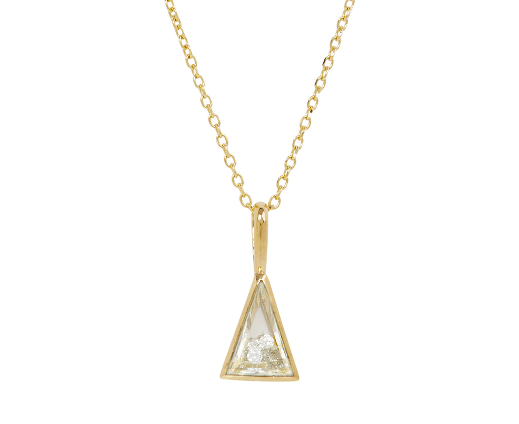Small Triangle White Sapphire Kaleidoscope Shaker Pendant Necklace