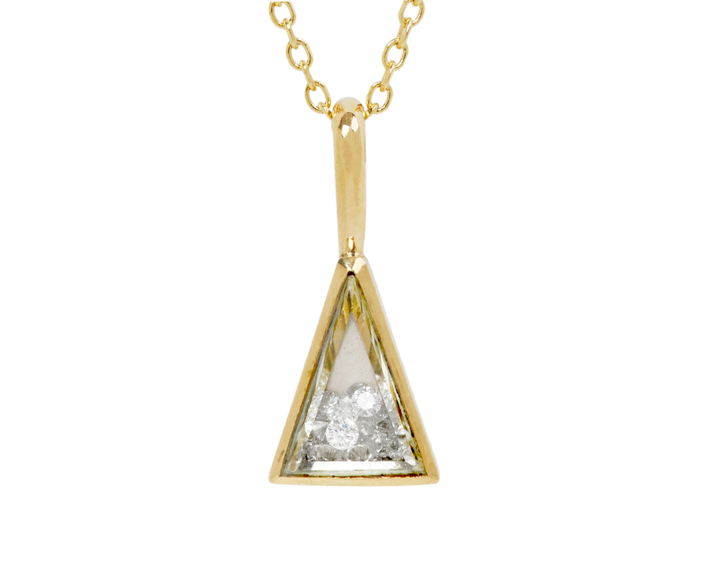 Small Triangle White Sapphire Kaleidoscope Shaker Pendant Necklace