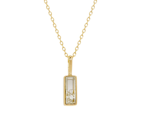 Small Rectangle White Sapphire Kaleidoscope Shaker Pendant Necklace